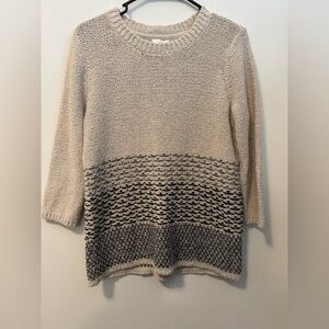 J. Jill NWT Cream and Gray Patterned Sweater small